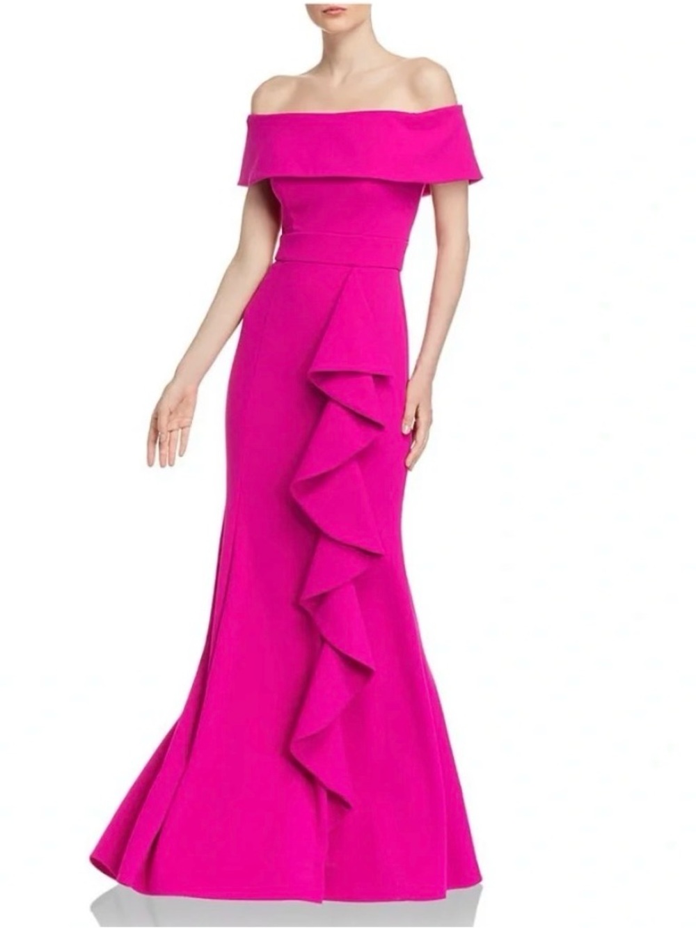 Aqua | Off-Shoulder Crepe Gown